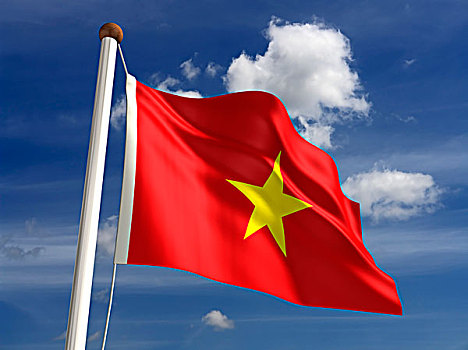 越南,旗帜,裁剪,小路