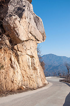盘山公路,巨大,石头