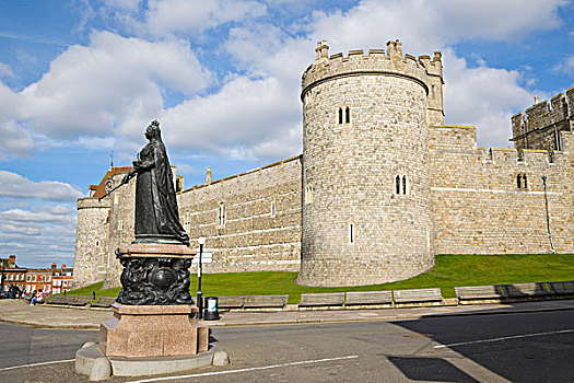雕塑,皇后,维多利亚,塔,索尔兹伯里,西部,墙壁,温莎公爵,城堡,伯克郡,英格兰,英国,欧洲