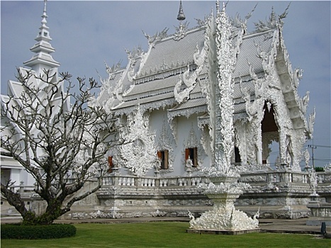 白色,庙宇,清莱,泰国