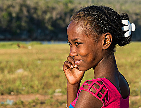 马尔加什人,女孩,9岁,头像,马达加斯加,非洲