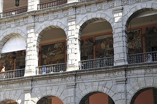 拱廊,院落,国家宫,宫殿,佐卡罗,墨西哥城,墨西哥,中美洲