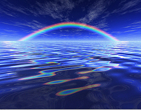 彩虹,上方,水