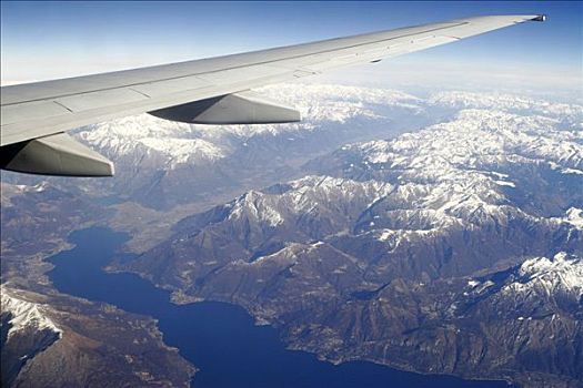 飞行,上方,加尔达湖,阿尔卑斯山,意大利
