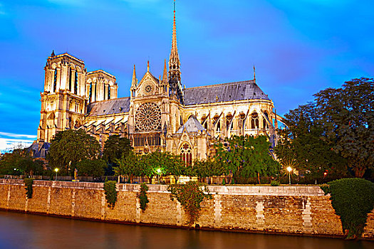 圣母大教堂,巴黎,日落,法国,哥特式建筑