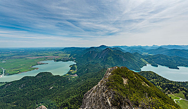 风景,湖,顶峰,高山,上巴伐利亚,巴伐利亚,德国,欧洲