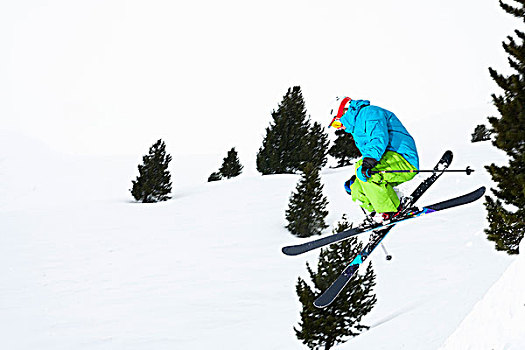 滑雪,跳跃,雪,斜坡
