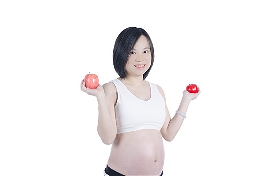 孕妇,拿着,水果