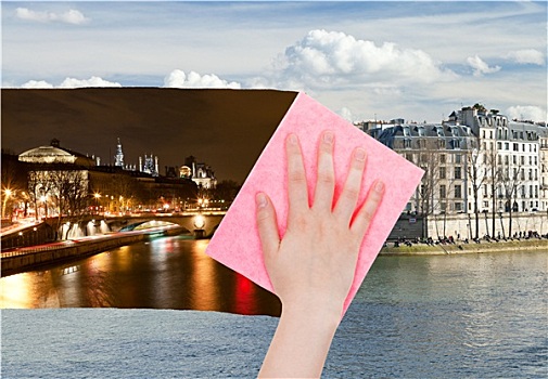 手,夜景,巴黎,粉色,布