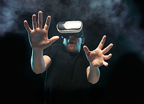 男人,眼镜,虚拟现实,未来,科技,概念