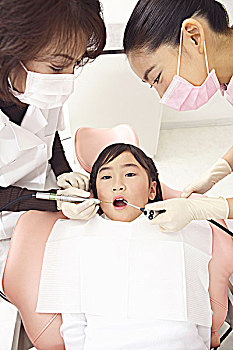 日本人,女孩,看,牙医