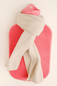 粉色,热水袋,冬天,围巾