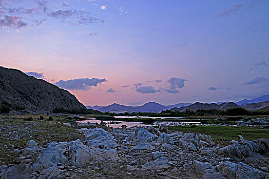 石头,河床,橙色,河,边界,里希特斯韦德,傍晚,相对,纳米比亚,南非