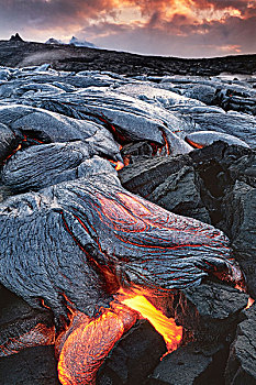 熔岩流,熔岩,泡泡,向上,夏威夷火山国家公园,夏威夷