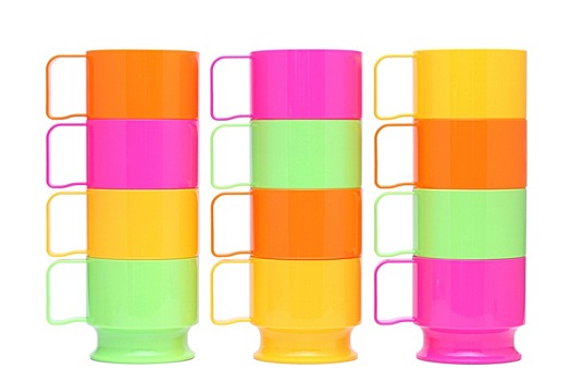一堆,彩色,塑料杯