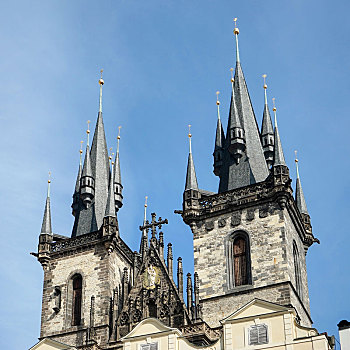 局部,风景,泰恩教堂,布拉格