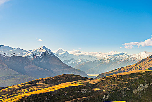 风景,渴望,岩石,顶峰,湾,奥塔哥地区,南阿尔卑斯山,南部地区,新西兰,大洋洲