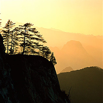 中国,黄山,日落