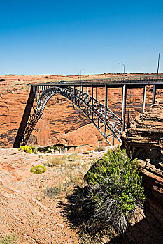桥,跨越,格兰峡谷,上方,科罗拉多河,北方,亚利桑那,美国