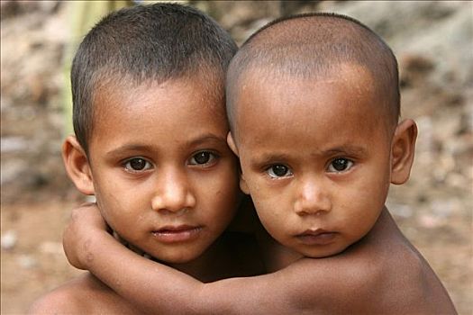 孟加拉,达卡,贫民窟,孩子