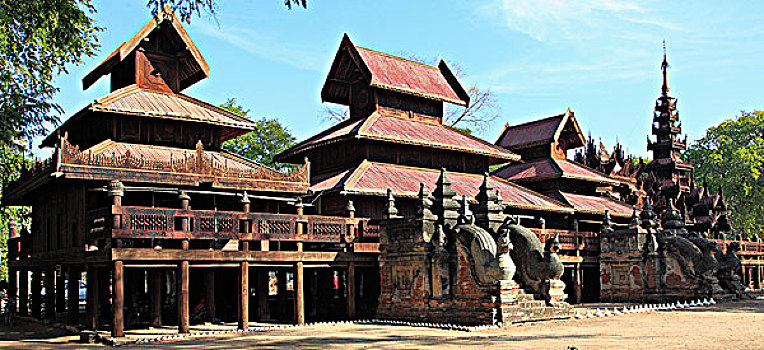 缅甸,木质,寺院