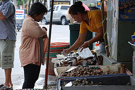 女人,销售,海鲜,街上,泰国