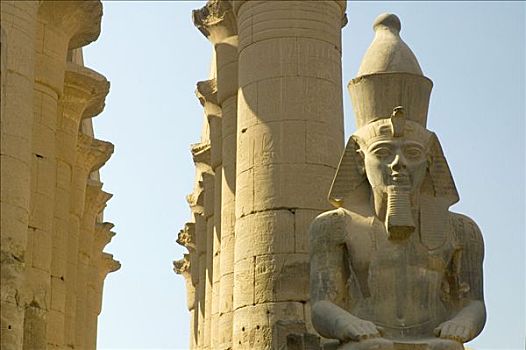 雕塑,拉美西斯二世,遗迹,路克索神庙,努比亚,埃及,非洲