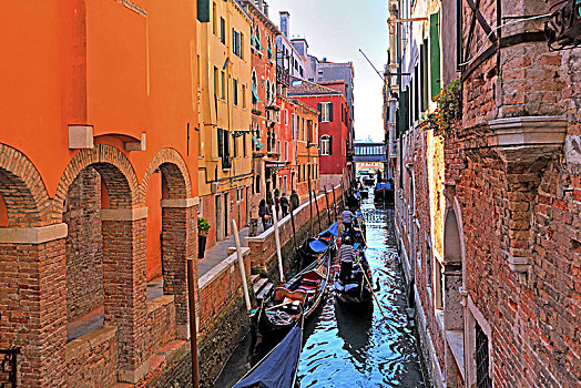 老城,运河,小船,威尼斯,威尼托,意大利,世界遗产
