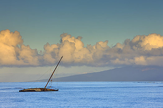 帆船,海洋,拉海纳,莫洛凯岛,毛伊岛,夏威夷,美国