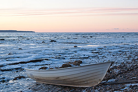 渔船,堤岸,冰冻,海洋