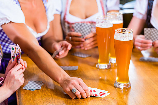 朋友,纸牌,旅店,酒吧,喝,啤酒