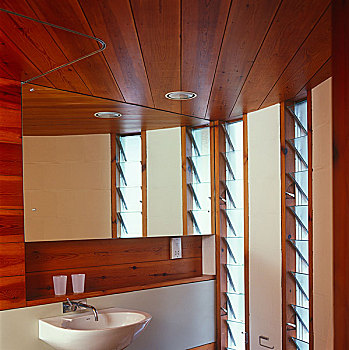 镜子,高处,盥洗池,现代,浴室