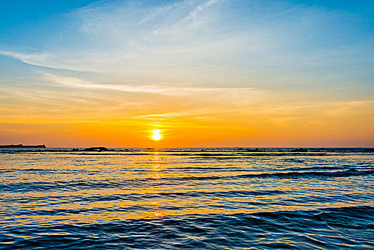 日落,上方,海洋,湾,孟加拉,伊洛瓦底江,缅甸,亚洲