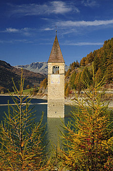 钟楼,湖,南蒂罗尔,意大利