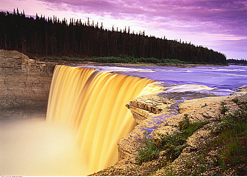 亚历山大,瀑布,干草,河,双子瀑布,峡谷,加拿大西北地区,加拿大