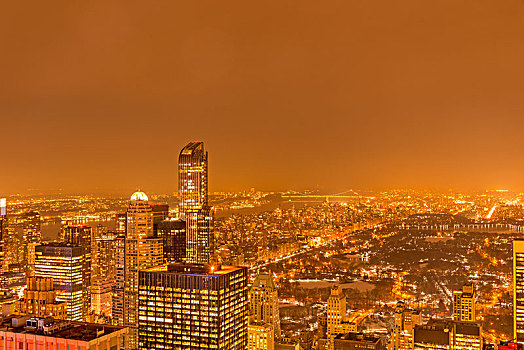 夜景,纽约,曼哈顿,日落