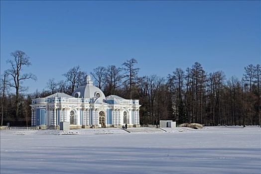 俄罗斯,圣彼得堡,凯瑟琳宫,洞穴,设计,北方,水塘,公园