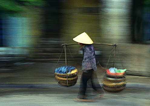 人,传统,帽子,高峰时间,越南,印度支那