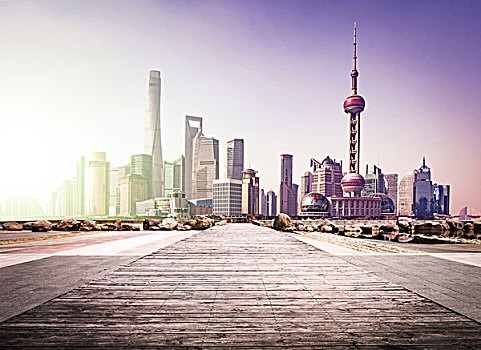 美丽的上海陆家嘴金融中心预留了黄浦江