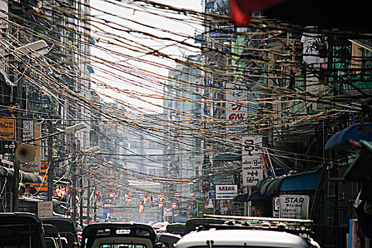 交通,城市,街道,仰光,缅甸