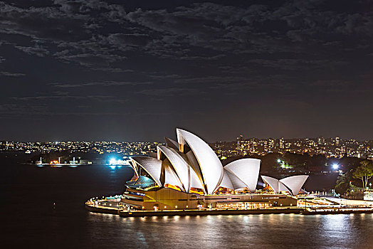 悉尼歌剧院,夜晚,歌剧院,金融区,银行,地区,悉尼,新南威尔士,澳大利亚,大洋洲