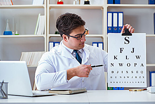 医生,光学设备,文字,图表,指挥,视力检查,检查