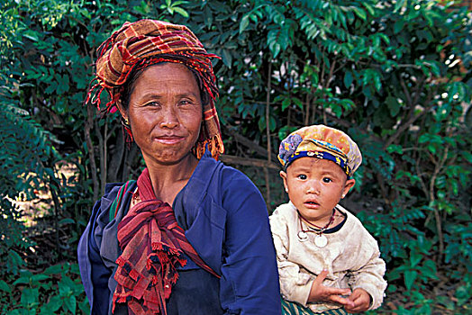 亚洲,缅甸,茵莱湖,掸邦,女人,孩子
