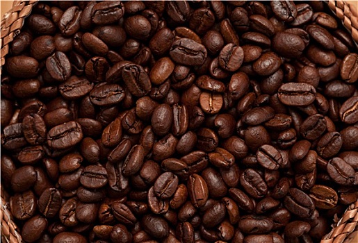 特写,篮子,满,暗色,咖啡豆