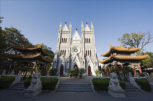 中国,北京,建筑,西部,教堂