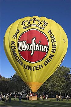 热气球,准备,升空,公园,汉堡市,德国