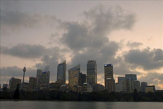天际线,悉尼,日落,新南威尔士,澳大利亚