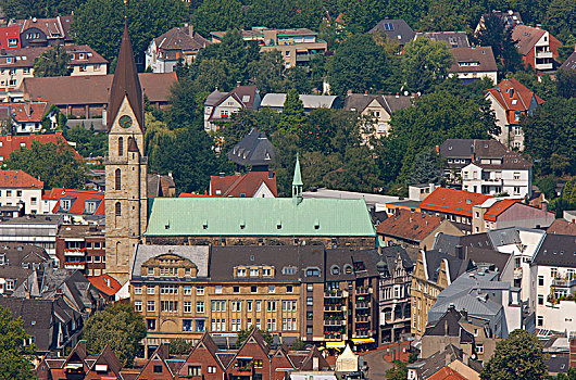 航拍,教堂,鲁尔区,北莱茵威斯特伐利亚,德国,欧洲