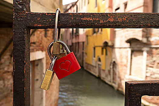 爱情,挂锁,悬挂,栏杆,威尼斯