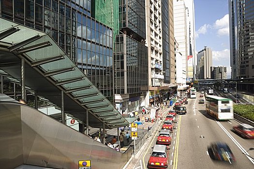 俯视,城市街道,建筑,香港,中国